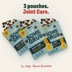 3 x 100g pouches of Some Grub Joint Care dog treats